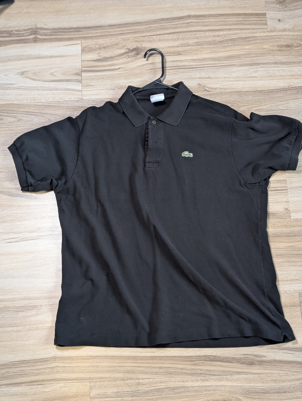 Lacoste Polo Shirt Black Cotton Collared Short Sleeve Ribbed CuffsMen's 7